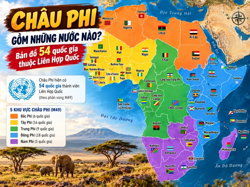 Châu phi gồm những nước nào? Danh sách quốc gia theo khu vực